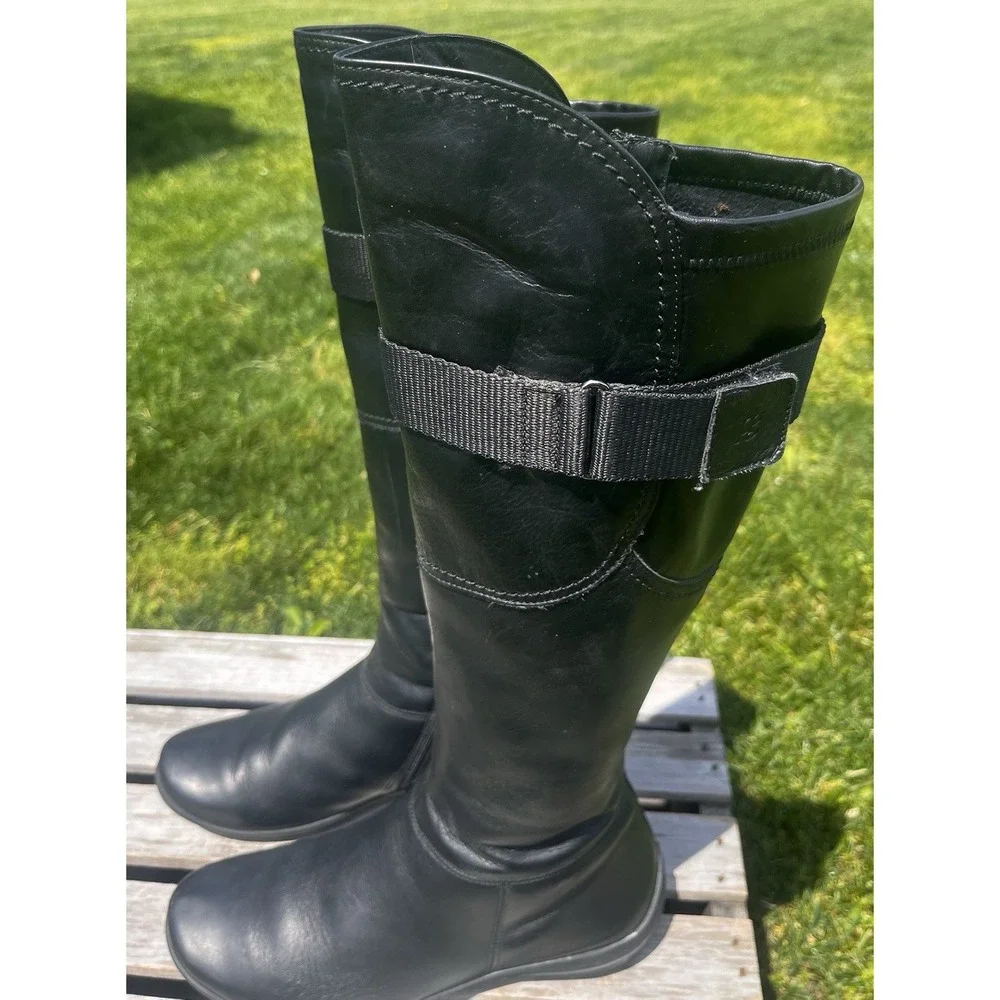 Paul Green Knee‎ High Riding Boots Black Leather Women's Shoe Size 6.5 UK 4